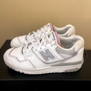 New Balance 550 White Grey Pink Womens Sneakers BBW550BB Size 6.5 Low Top Shoes
